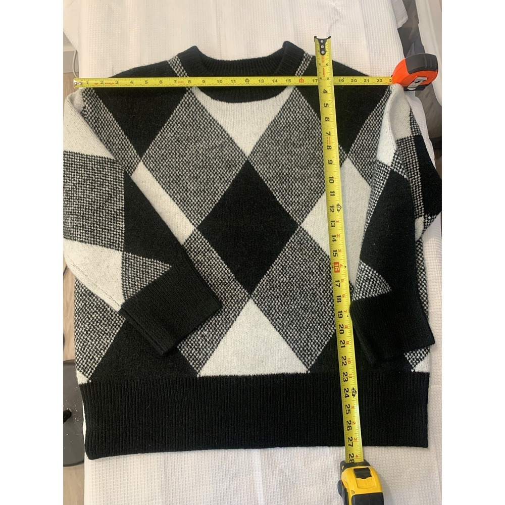 (C-83)Industry Republic Wool Blend Argyle Sweater Black Gray White Size M/M New‎ - Picture 6 of 8